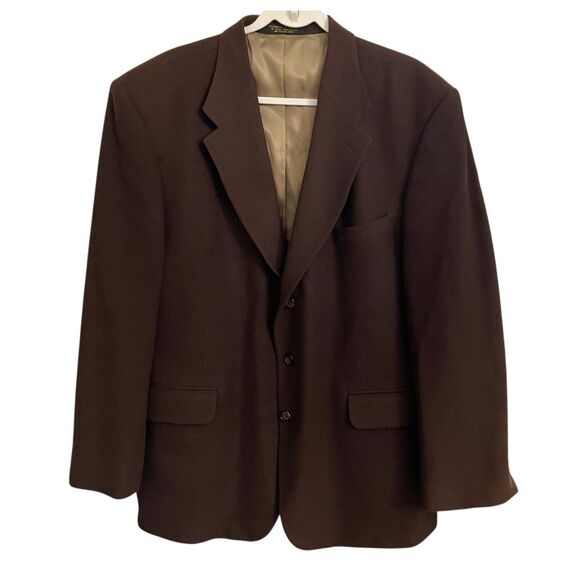 Oscar de la Renta Blazer Mens 48 R Brown Cashmere Blend Lambswool Sport Coat